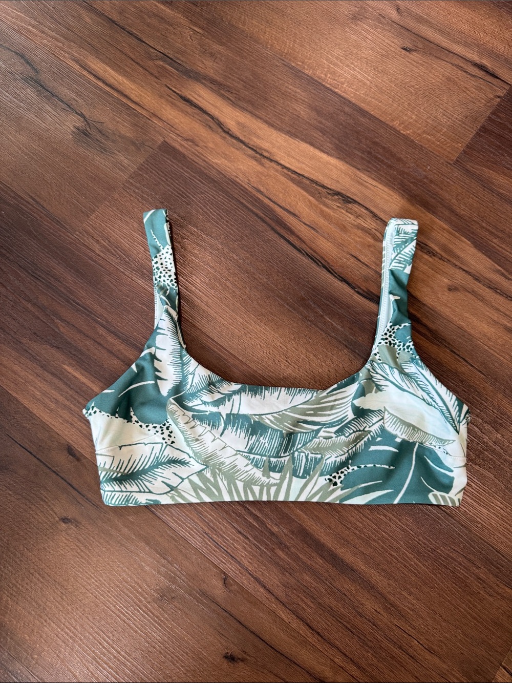Aerie Palms Tulum Tropical Green Wide Strap Scoop Swim Bikini Top